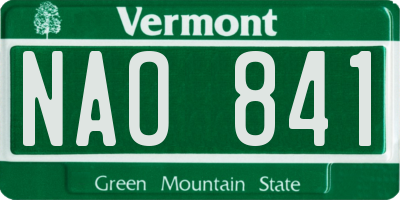 VT license plate NAO841
