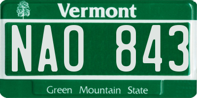 VT license plate NAO843