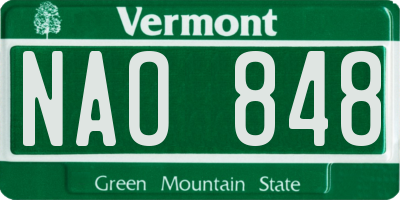 VT license plate NAO848