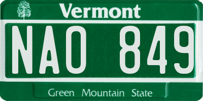 VT license plate NAO849