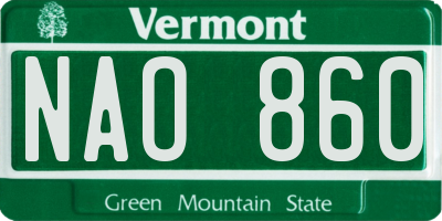 VT license plate NAO860