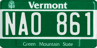 VT license plate NAO861
