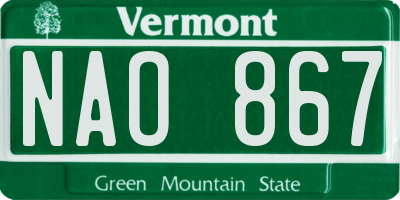 VT license plate NAO867