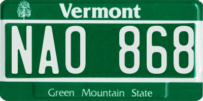 VT license plate NAO868