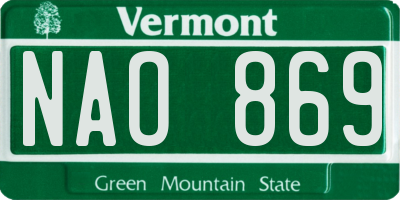 VT license plate NAO869