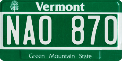 VT license plate NAO870