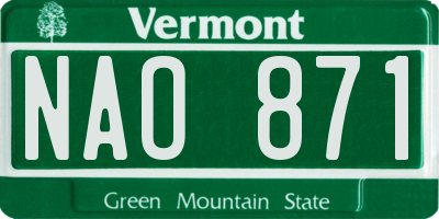 VT license plate NAO871