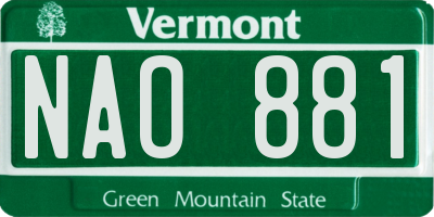VT license plate NAO881