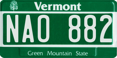 VT license plate NAO882