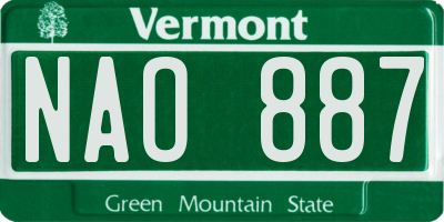 VT license plate NAO887