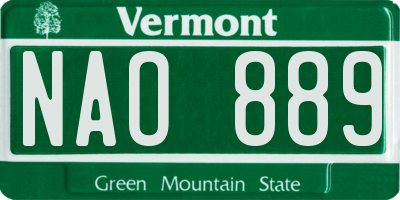 VT license plate NAO889