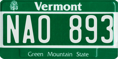 VT license plate NAO893