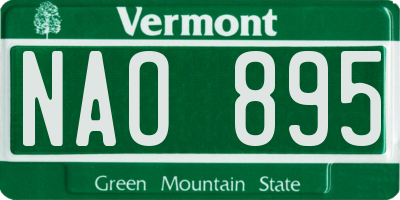 VT license plate NAO895