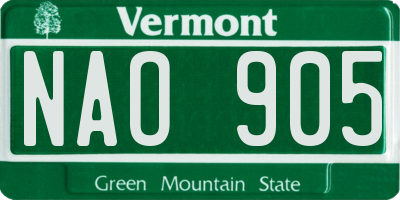 VT license plate NAO905