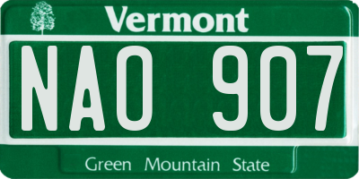 VT license plate NAO907