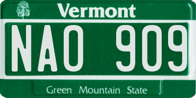 VT license plate NAO909