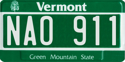 VT license plate NAO911