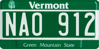VT license plate NAO912