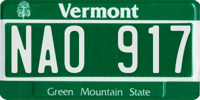 VT license plate NAO917