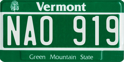 VT license plate NAO919