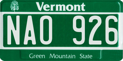 VT license plate NAO926