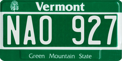VT license plate NAO927