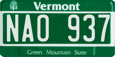 VT license plate NAO937