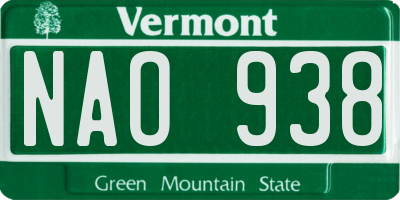 VT license plate NAO938