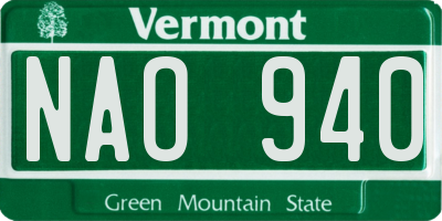 VT license plate NAO940