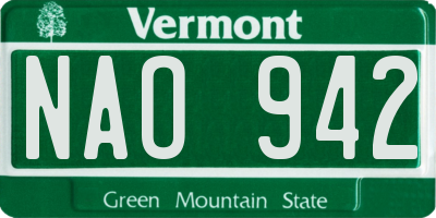 VT license plate NAO942
