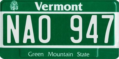 VT license plate NAO947