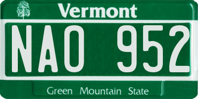 VT license plate NAO952