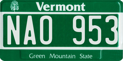 VT license plate NAO953