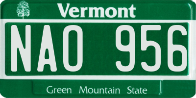 VT license plate NAO956