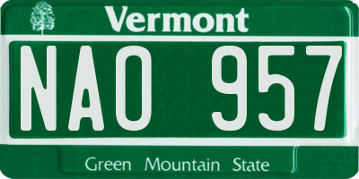 VT license plate NAO957
