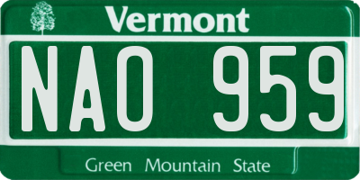 VT license plate NAO959