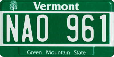 VT license plate NAO961