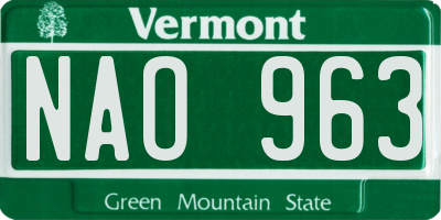 VT license plate NAO963