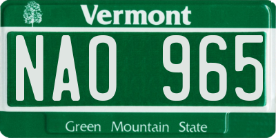 VT license plate NAO965
