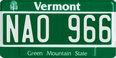 VT license plate NAO966