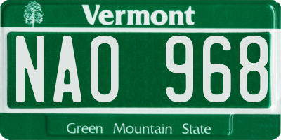 VT license plate NAO968