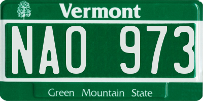 VT license plate NAO973