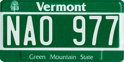 VT license plate NAO977