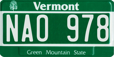 VT license plate NAO978