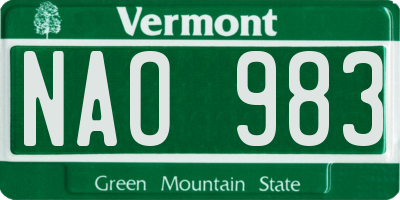 VT license plate NAO983