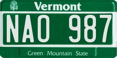 VT license plate NAO987