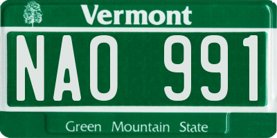 VT license plate NAO991