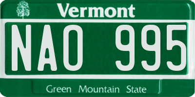 VT license plate NAO995