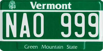 VT license plate NAO999