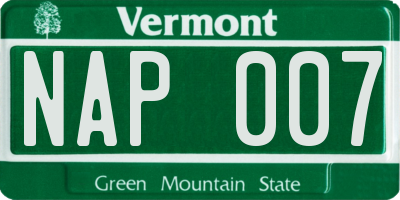 VT license plate NAP007